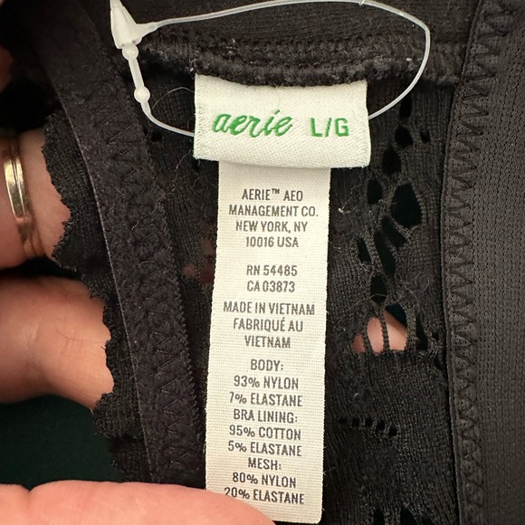 Aerie Lace Halter Bralette Lined Black Wireless Hook & Eye Close Size Large - Picture 8 of 13